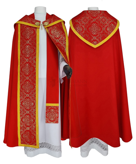 Red Gothic Cope for Palm Sunday and Good Friday